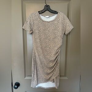 Beige and Black Patterned Mini Dress